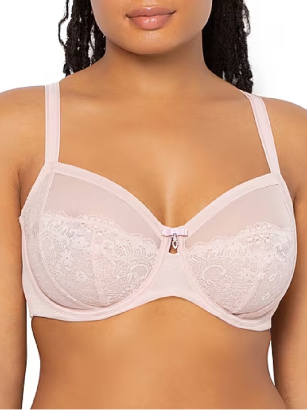 CURVY COUTURE Lace Underwired Pink Bra Size 36H